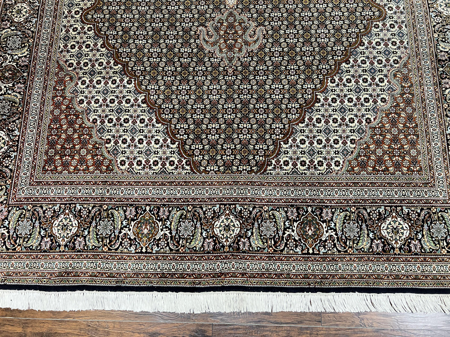 Persian Tabriz Rug 7x10 Handmade Wool Herati Mahi Pattern Vintage