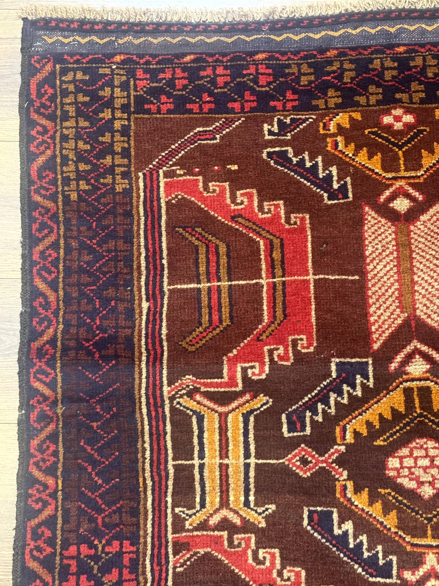 Afghan Rug Balouch Hand Knotted Wool Tribal Carpet 3x7 Maroon Navy New