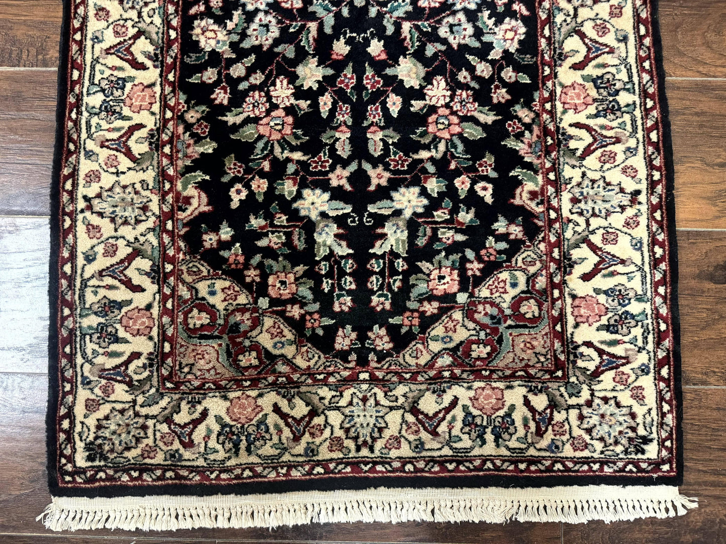 Long Pak Persian Runner Rug 2.6x16 Hand Knotted Wool Floral Vintage