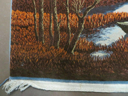 Vintage Handmade Pakistan Pictorial Rug With Birds And Trees 2x3 Feet