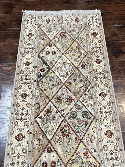 Pak Persiann Runner Rug 2.7 x 12 Handmade Wool Vintage Panel Design Hallway Runner