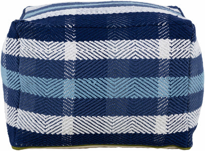 Dapa Pouf Handwoven Cotton in Denim Light Blue Off White Navy Clearance