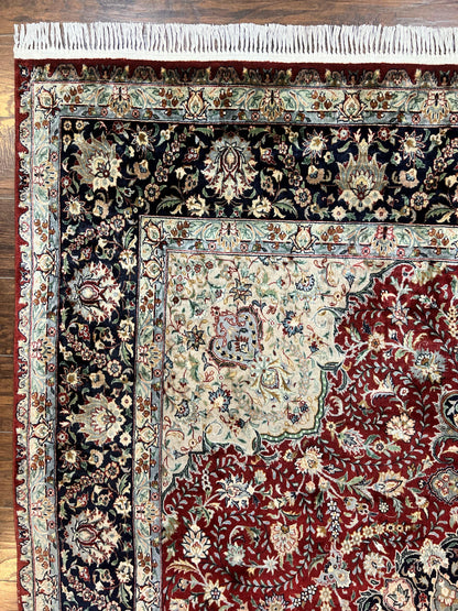 Persian Rug 8x10 Hand Knotted Wool Vintage Carpet Dome Medallion Floral Design