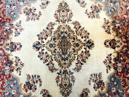 Persian Kerman Rug Square 5.5 by 5.5 Ft Beige Cream and Light Blue