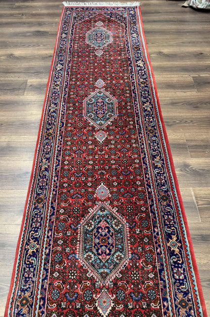 Indo Persian Bidjar Runner Rug 3 x 18.6 Wool Long Oriental Carpet