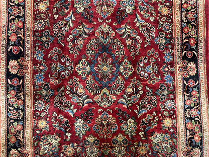 Rare Persian Rug Hand Knotted Wool 1920s Sarouk Antique Floral Allover Carpet