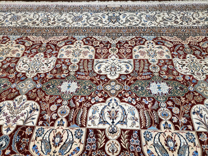 Persian Nain Rug Hand Knotted Silk Foundation Wool On Silk Signed Masterpiece 11x15