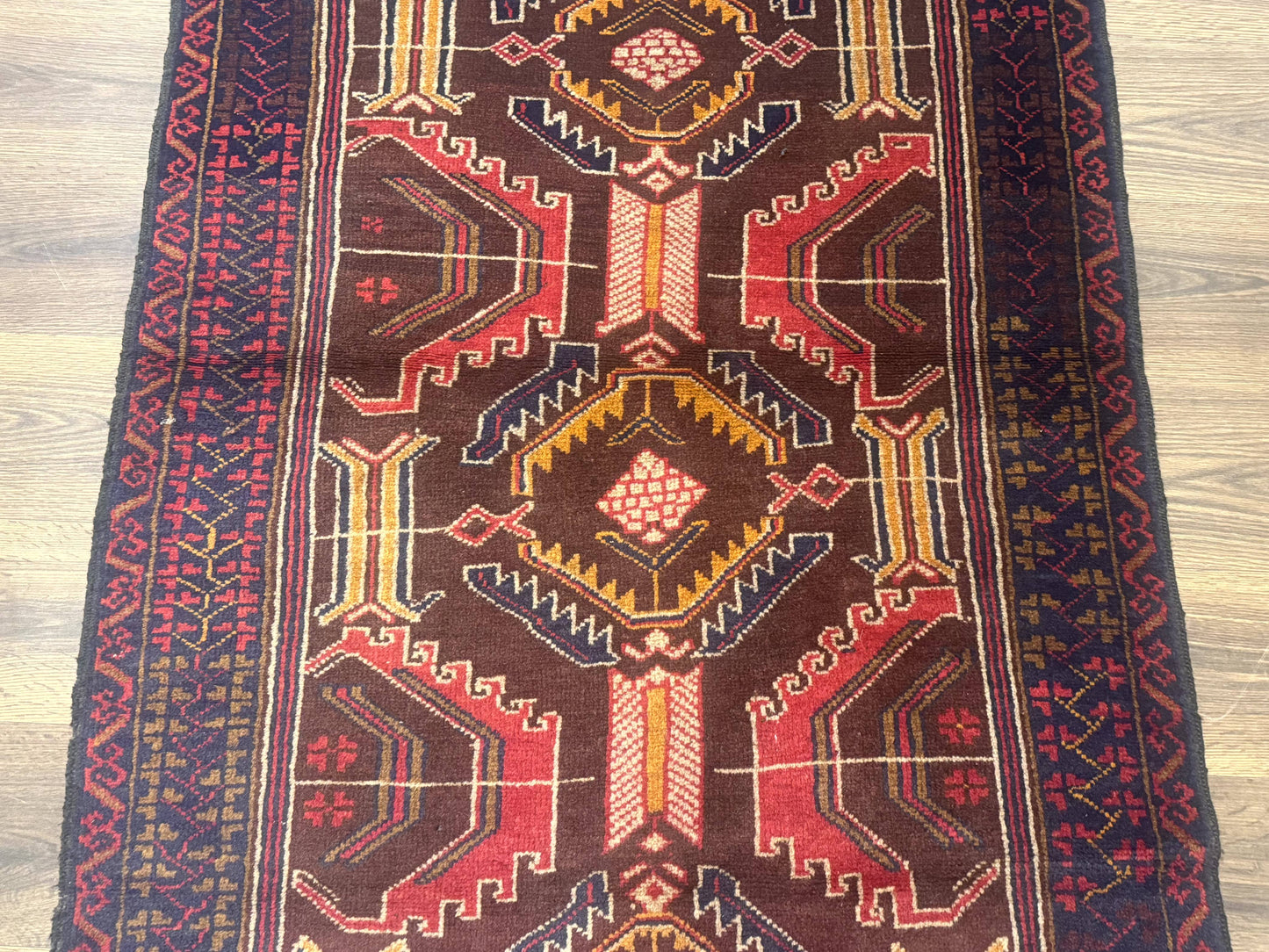 Afghan Rug Balouch Hand Knotted Wool Tribal Carpet 3x7 Maroon Navy New