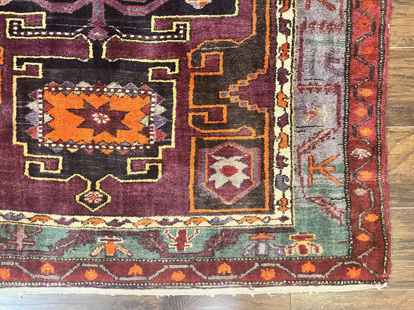 Persian Nahavand Tribal Rug 5x6 Handwoven Wool Geometric Vintage Carpet