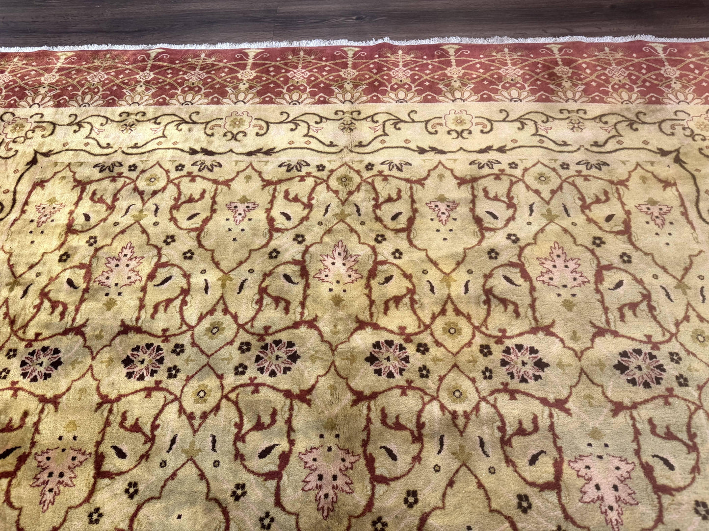 Pak Persian Rug 8x10 Allover Pattern Gold Tan Handmade Wool 200 KPSI