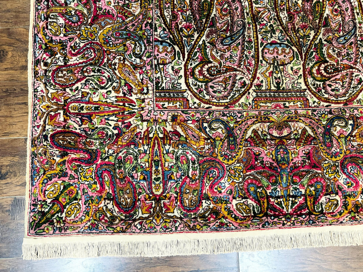 Persian Kerman Rug Lavar Antique 9x12 Rare Boteh Paisley Design Handwoven