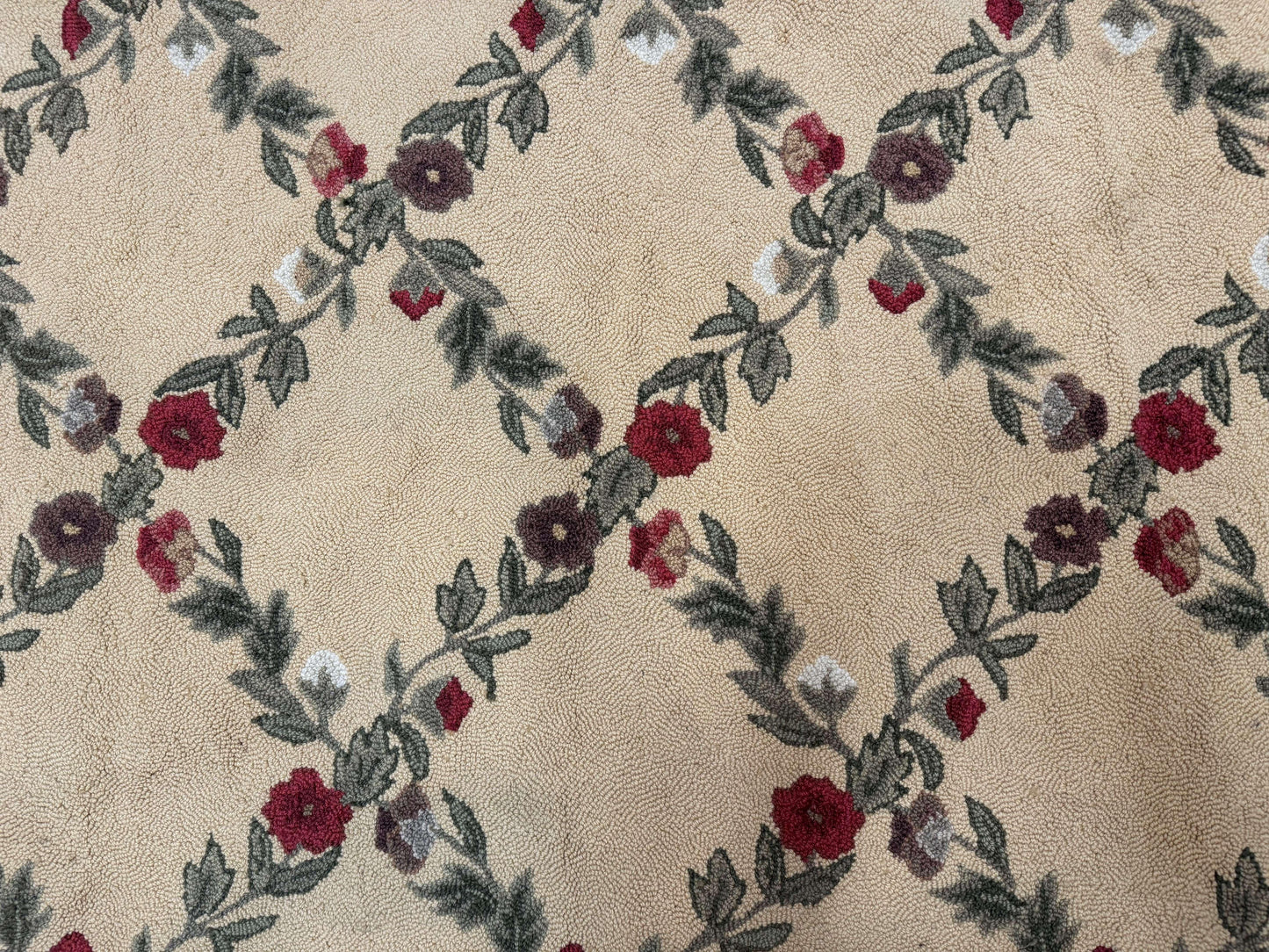 Vintage Hooked Rug 7x9 Rooster Border With Roses And Butterflies