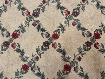 Vintage Hooked Rug 7x9 Rooster Border With Roses And Butterflies