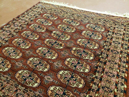 Antique Turkoman Bokhara Rug Balouch Handwoven Wool 47x46 Brick Red