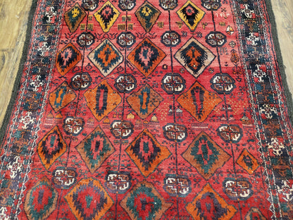 Baluch Afghan Turkoman Tribal Wool Rug Handmade With Organic Dyes 8x4 Carpet