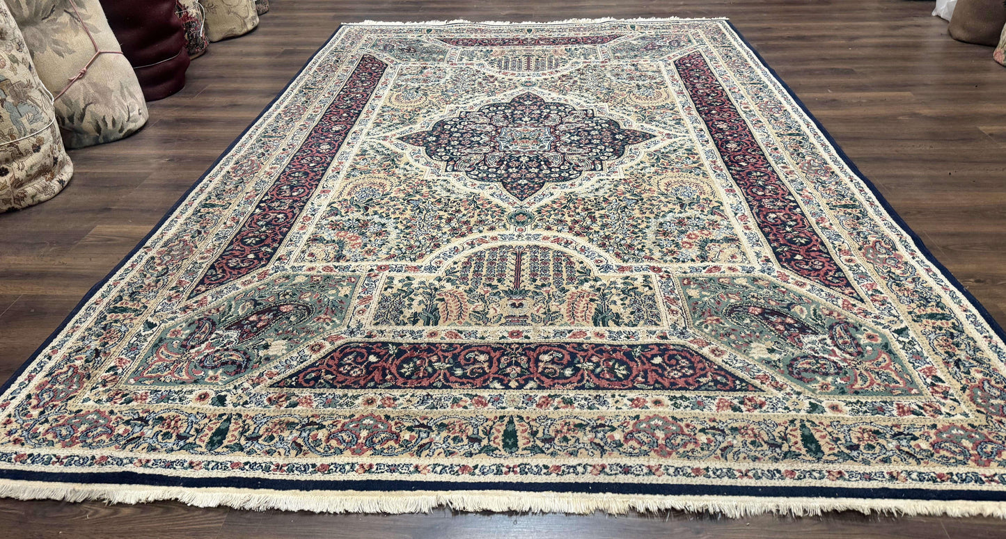 Persian Rug 8x11 Vintage Kirman Lavar Floral Power Loomed Wool