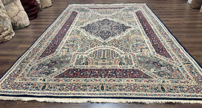 Persian Rug 8x11 Vintage Kirman Lavar Floral Power Loomed Wool