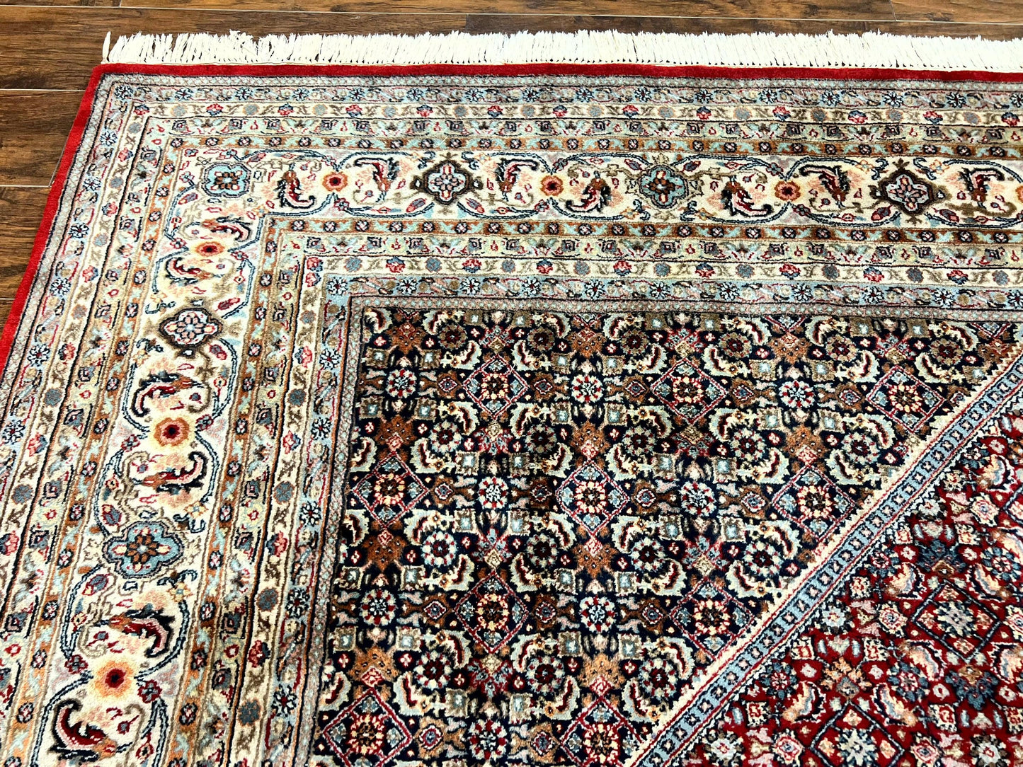 Bidjar Rug Square 10x10 Indo Persian Handmade Wool Carpet Red Vintage