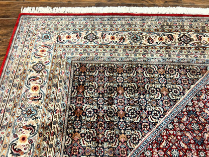 Bidjar Rug Square 10x10 Indo Persian Handmade Wool Carpet Red Vintage