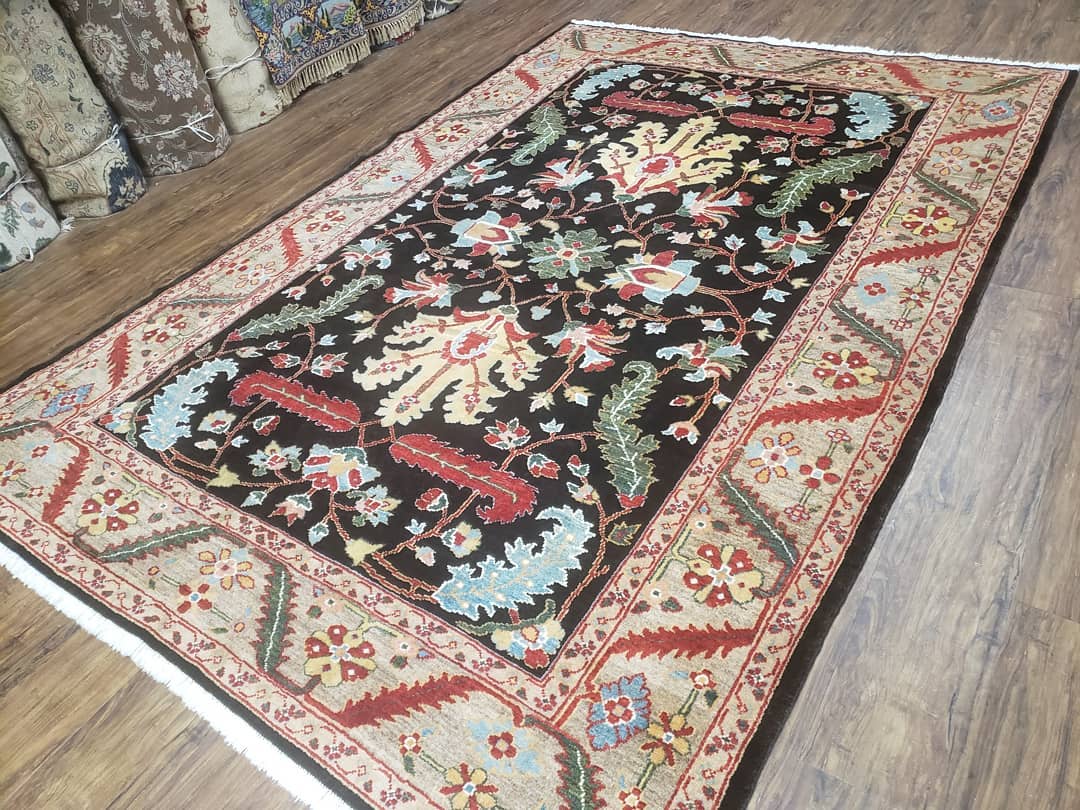 Peshawar Rug 6x9 Hand Knotted Wool Area Rug Black And Silver Oriental Carpet Handmade