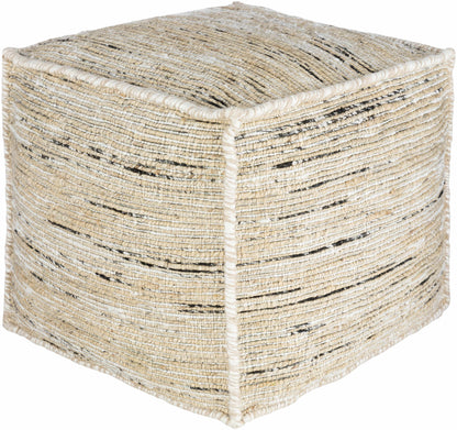 Deckers Rustic Striped Rectangular Pouf Jacquard Top Seating Accent White Black Peach