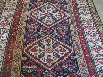 Antique Turkish Anatolian Wool Runner Rug 4x11 Handmade Kalegy