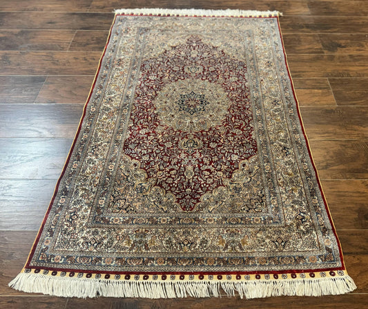 Sino Persian Silk Rug 3x5 Hand Knotted Handmade Floral Medallion