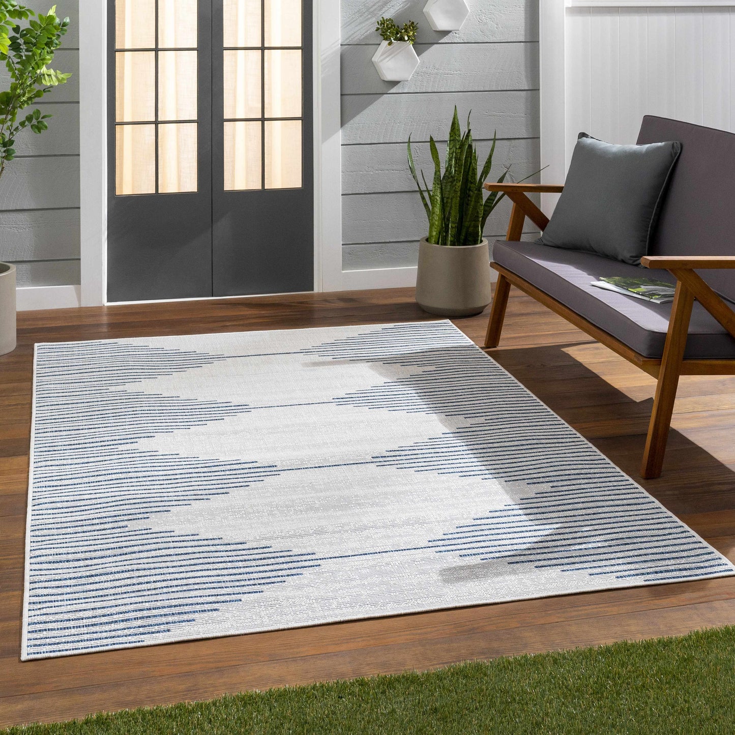 Stephan Blue Outdoor Area Rug - Stylish Durable Patio Decor