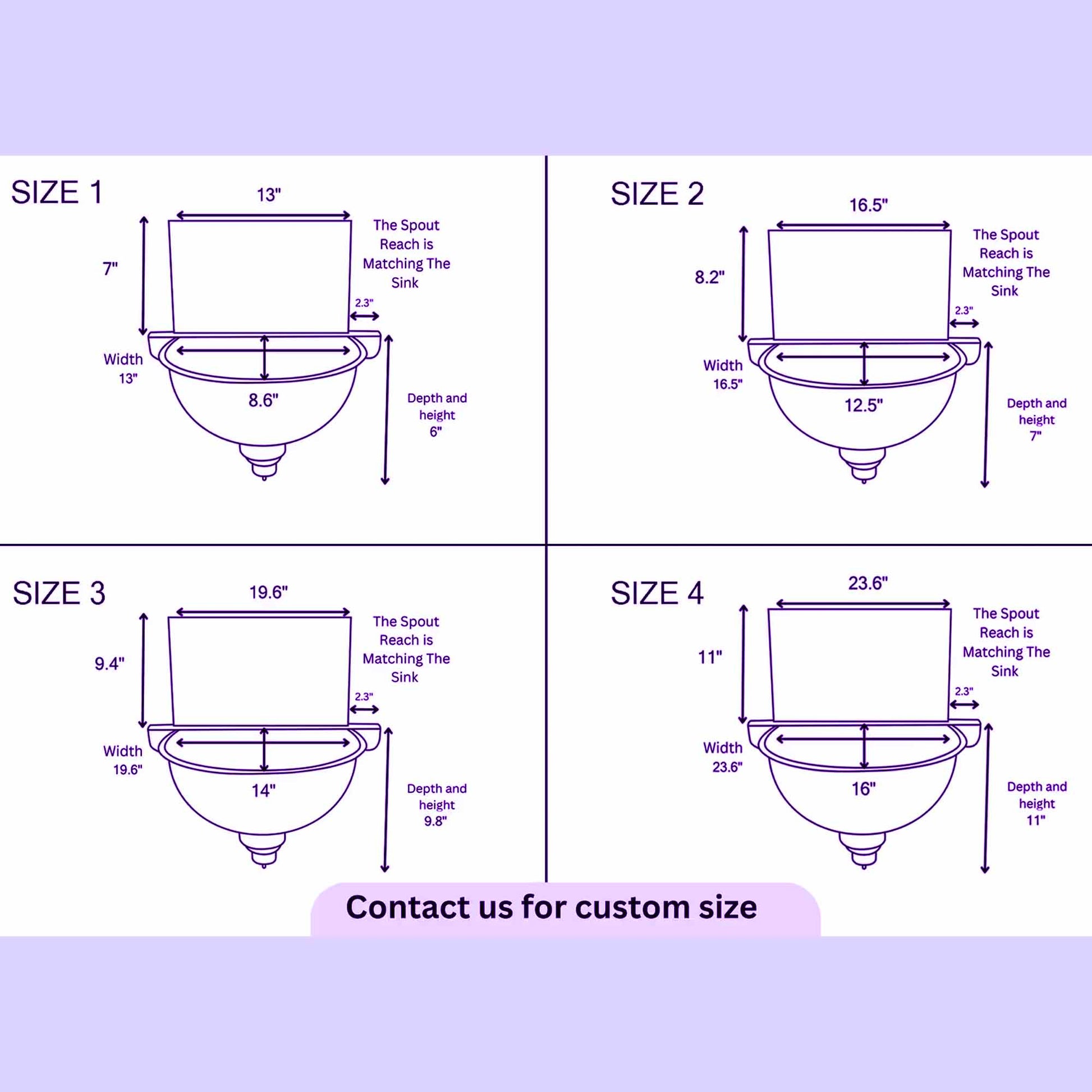 Copper Wall  Sink With  custom size