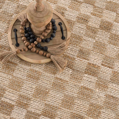 Checkered Jute Area Rug - Eco-Friendly Home Decor