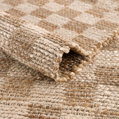 Checkered Jute Area Rug - Eco-Friendly Home Decor