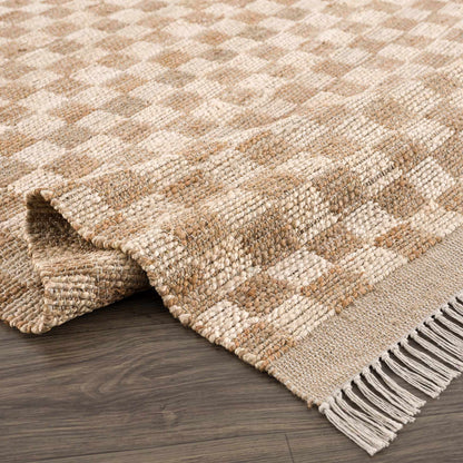 Checkered Jute Area Rug - Eco-Friendly Home Decor