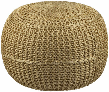 Gardenville Pouf Contemporary Outdoor Knitted Pouf in Bright Yellow for Patios and Gardens