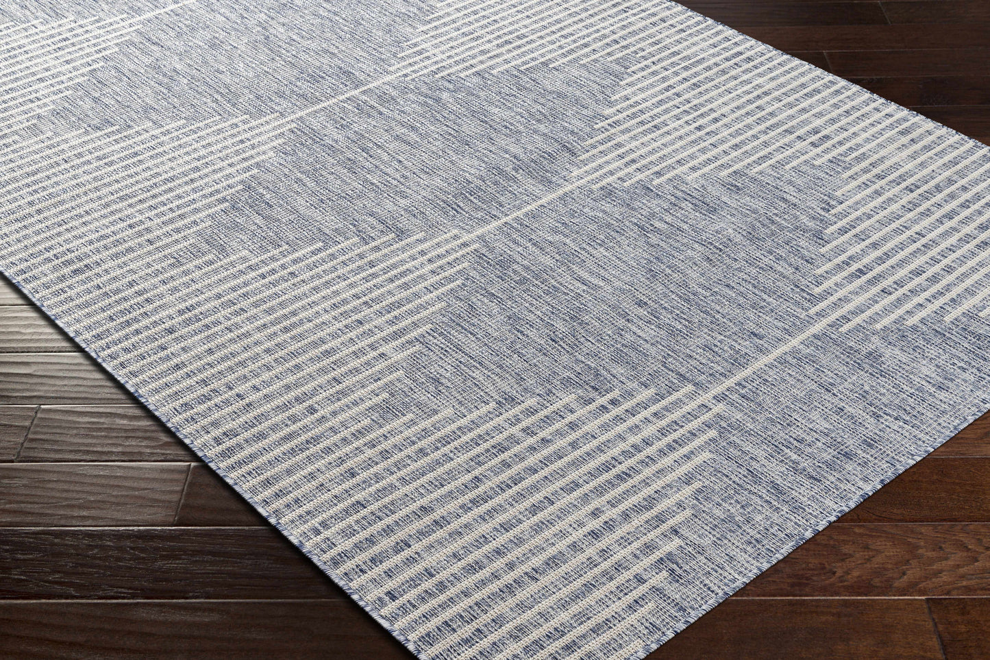 Modern blue outdoor rug