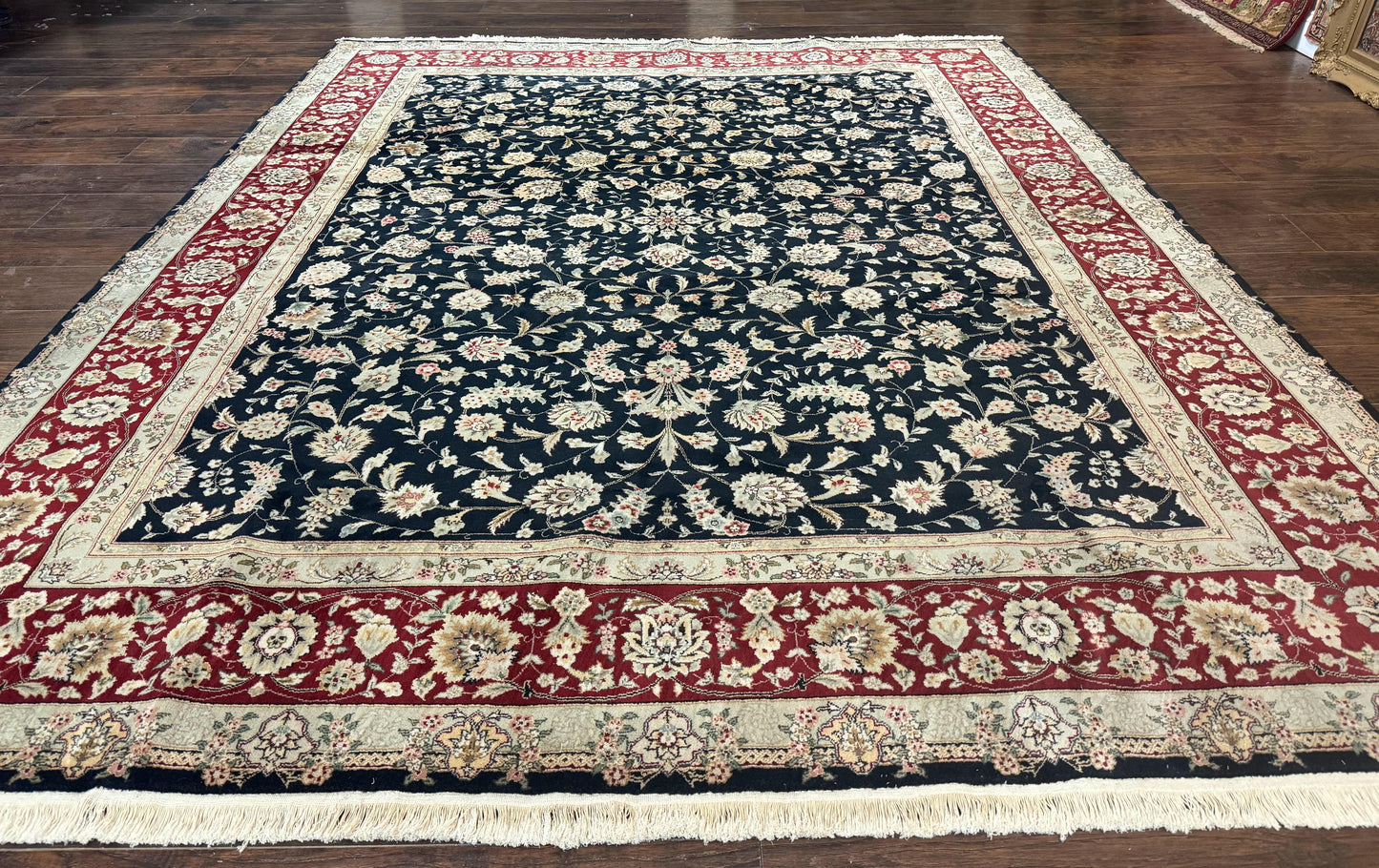 Persian Rug Black Pak 8x10 Floral Allover Hand Knotted Wool Area Rug
