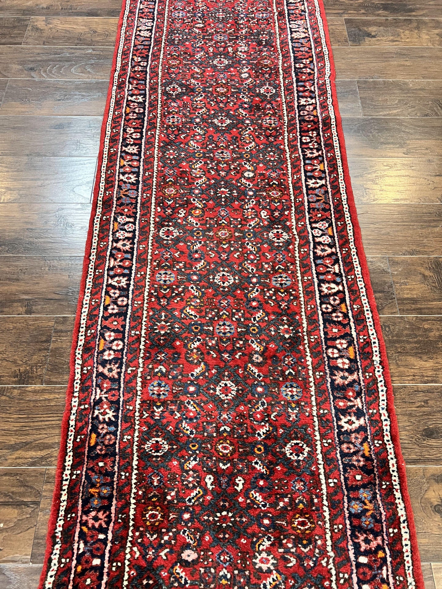 Persian Runner Rug 17ft Handmade Red Wool Hallway Carpet Antique Hamadan Dargazine