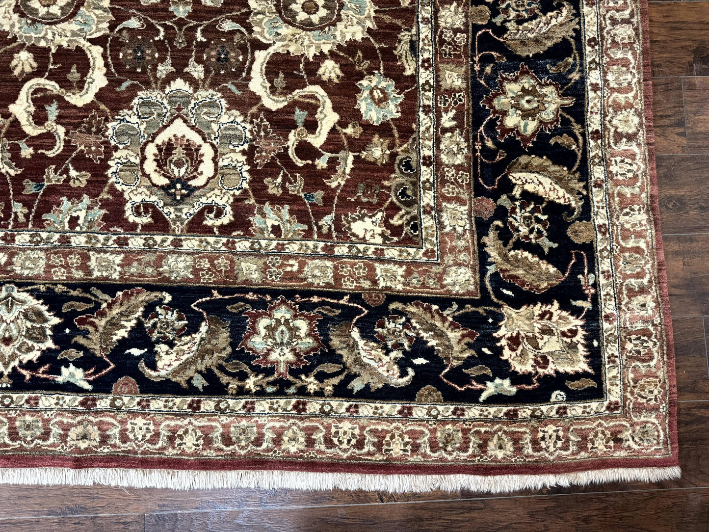Agra Rug Palace Sized Indian Wool Hand Knotted Floral Carpet 12x17