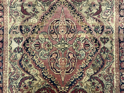 Antique Persian Lavar Rug 3x5 Hand Knotted Wool Kerman Carpet