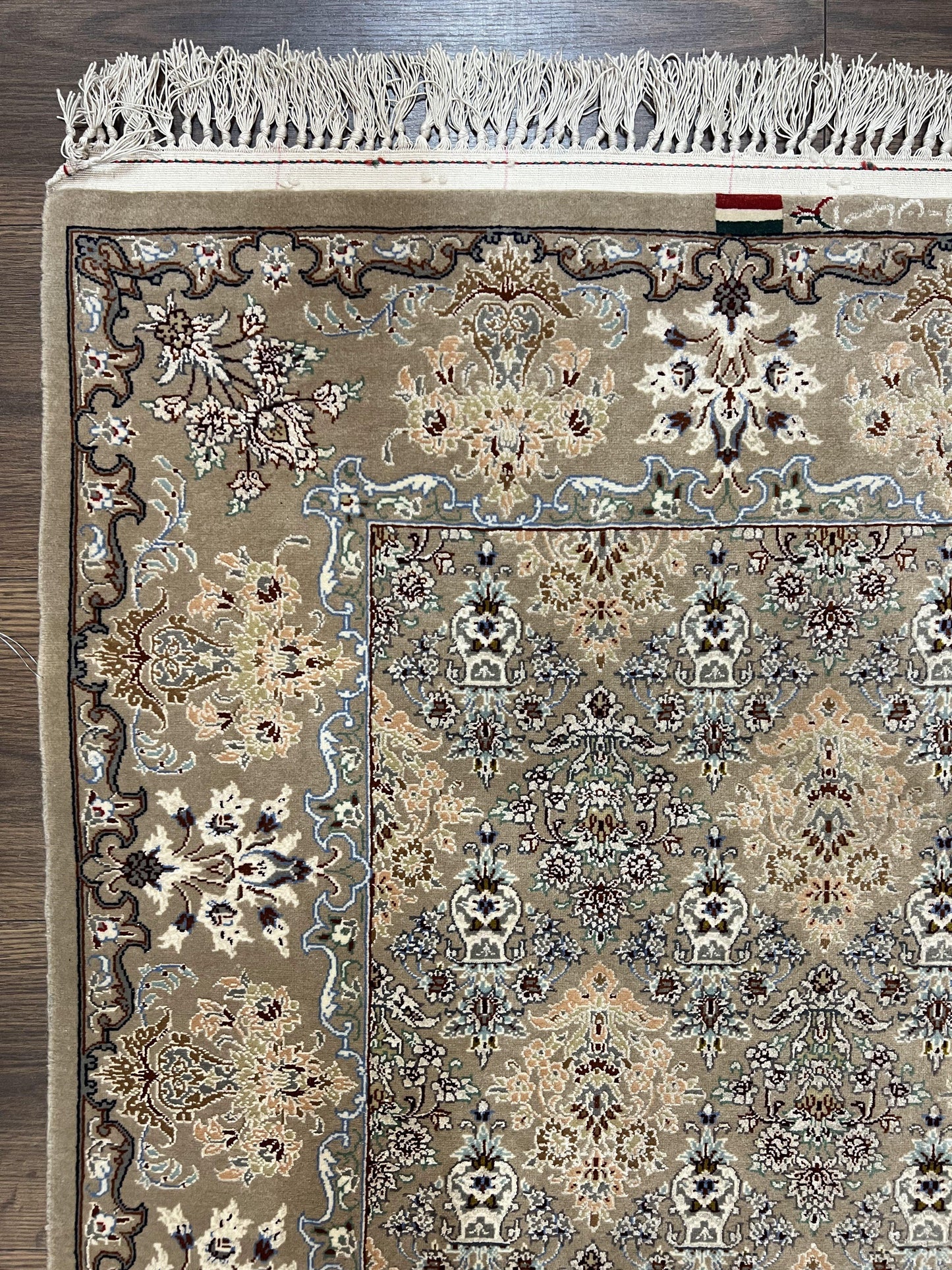 Persian Isfahan Rug 3x5 Hand Knotted Kork Wool On Silk Foundation Taupe Floral