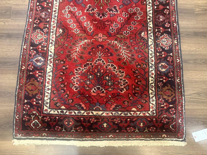 Persian Hamadan Rug Red Runner 2.6 By 6.8 Ft Floral Antique Carpet