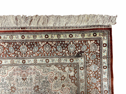 4x6 Vintage Handmade Chinese Oriental Silk Rug Hand Knotted 400 KPSI