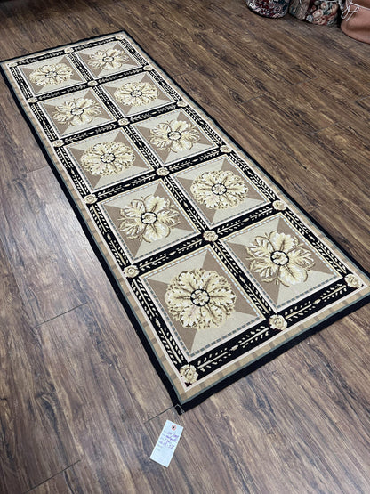 Needlepoint Runner Rug 3x8 Floral English Design Hand Woven Wool