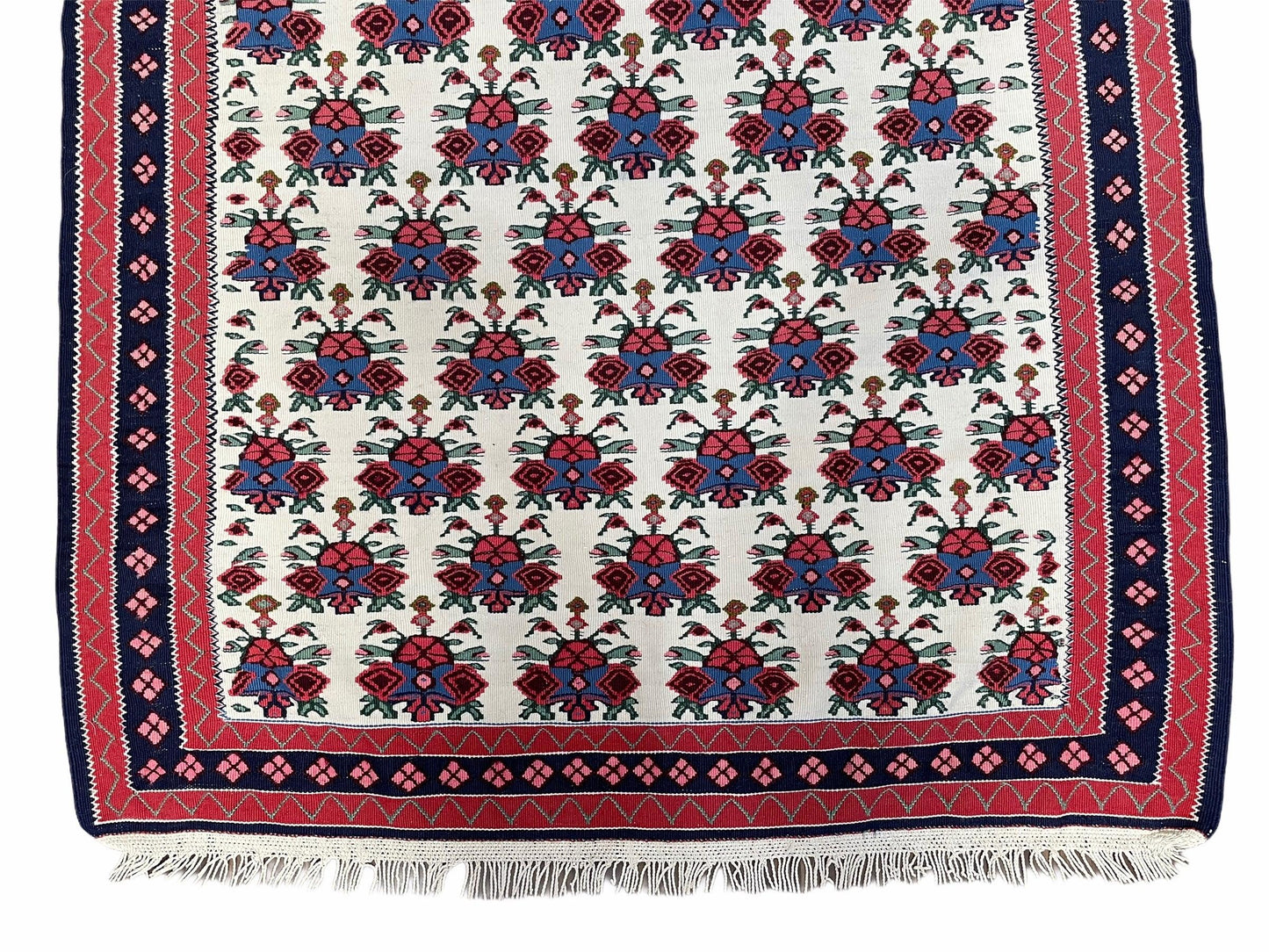 Vintage Kurdish Kilim Rug 3x5 Handwoven Heirloom Flatweave Collectible Beige