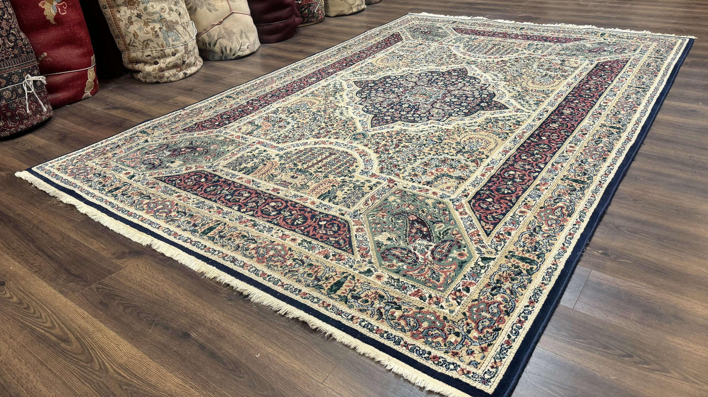 Persian Rug 8x11 Vintage Kirman Lavar Floral Power Loomed Wool