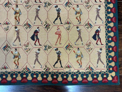 Vintage Wool Tapestry Wall Hanging 5x5 Square Court Jesters