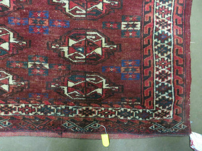 Antique Bokhara Turkoman Rug Yamud Wool Kilim Backing Handmade 1940s