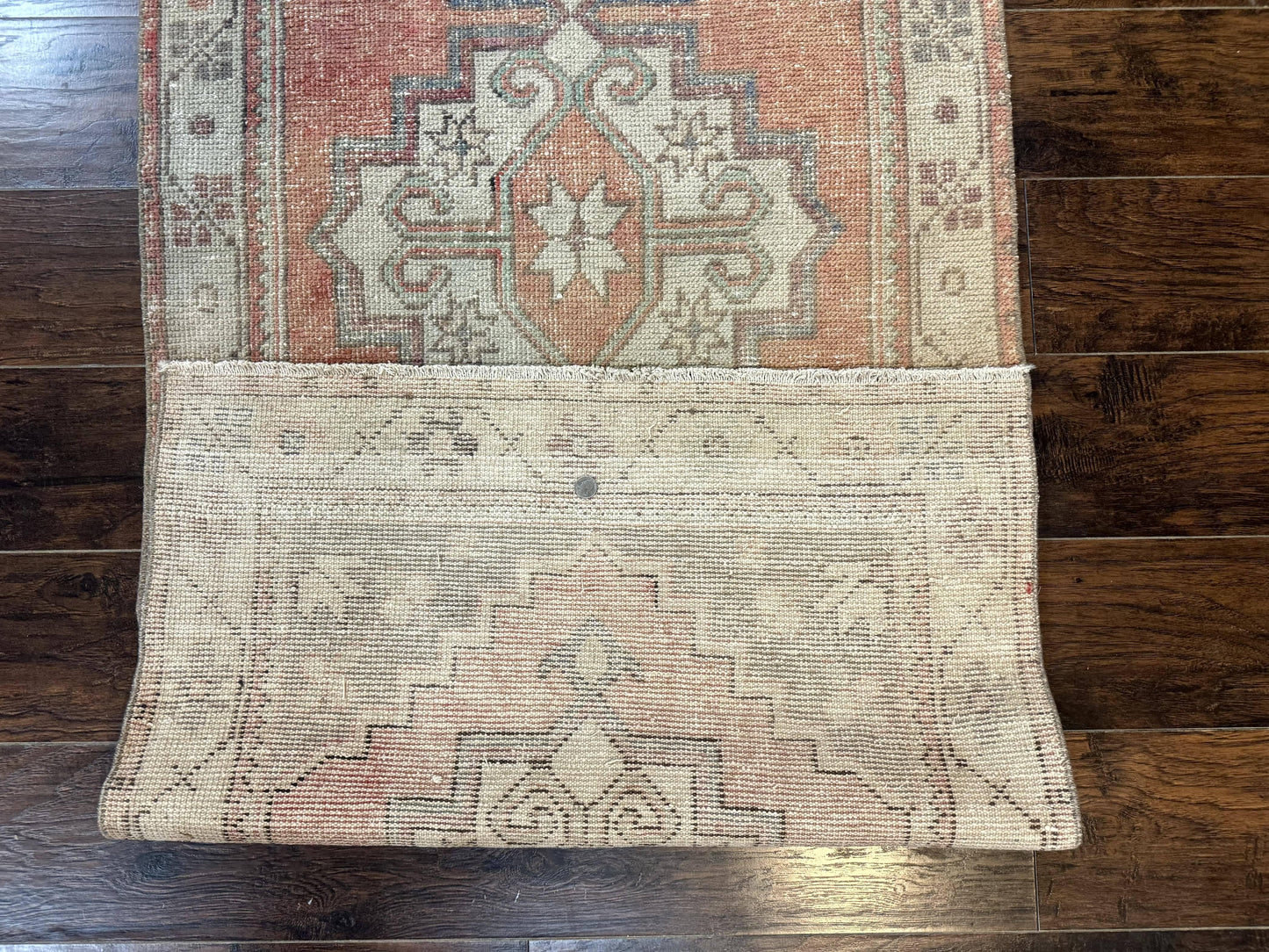 Antique Turkish Runner Rug Three By Nine Point Six Handmade Wool Geometric Vintage Farmhouse Style