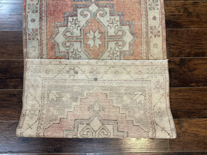 Antique Turkish Runner Rug Three By Nine Point Six Handmade Wool Geometric Vintage Farmhouse Style