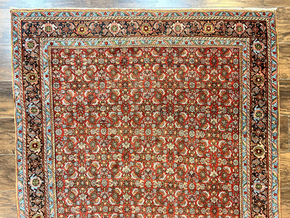 Antique Persian Bidjar Rug 5x7 Hand Knotted Wool Carpet With Herati Pattern
