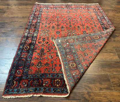 Antique Persian Tribal Rug Hand Knotted Wool Area Rug 5x6.6 Tomato Red